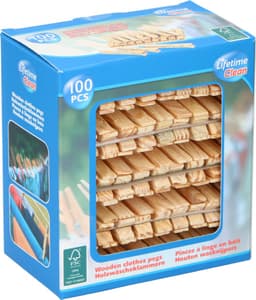 Lifetime Houten Wasknijpers - 100 Stuks - Sterk en Duurzaam voor Dagelijks Gebruik - Geschikt voor Alle Soorten Wasgoed - Milieuvriendelijk - 7,2x0,9x1,4 cm - Bruin — thumbnail 4