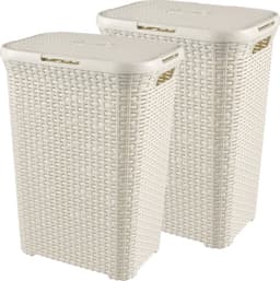 Curver Style Wasmand met Deksel - 60L - 2 stuks - Wit — thumbnail 1