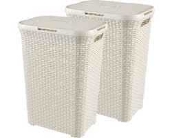 Curver Style Wasmand met Deksel - 60L - 2 stuks - Wit — afbeelding 1