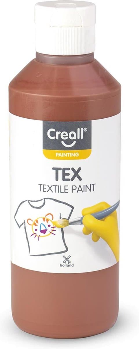 Creall Tex - Textiel- & Stoffenverf - Bruin - 250ml - Machine wasbaar na fixatie - Voor T-shirts, jeans, schoenen, stoffen tassen, meubels en auto-interieurs/hemelbekleding - Gemaakt in NL - Glutenvrij — afbeelding 1