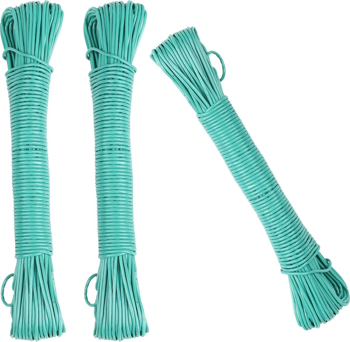 Urban Living Waslijn - 3x - 20 meter - PVC - groen - drooglijn / waslijndraad - wasgoed ophangen — afbeelding 1