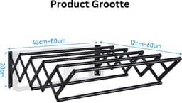 ApexArte® Wanddroogrek - Droogrek Inklapbaar - Wasrek - Droogtoren - Droogrekken - Zwart — thumbnail 2