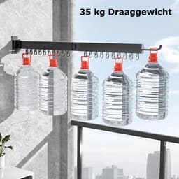 Wanddroogrek Inklapbaar 12 Haken - Droogrek Muur Wandmontage Ophangbaar - Clothes Rack Uitschuifbaar + Montage Kit - Zwart — thumbnail 5