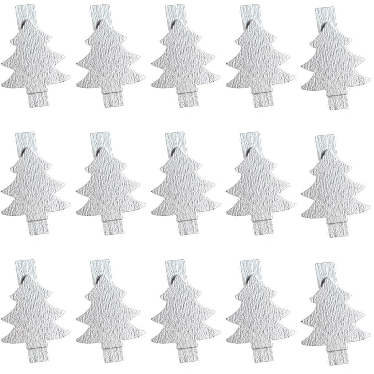 Jhubersproducts - Houten wasknijpers - Decoratieve knijpers - 100 stuks - Voor kerst en feesten - Knutselklemmen - Zilver — afbeelding 1