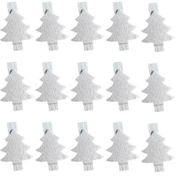 Jhubersproducts - Houten wasknijpers - Decoratieve knijpers - 100 stuks - Voor kerst en feesten - Knutselklemmen - Zilver — thumbnail 1