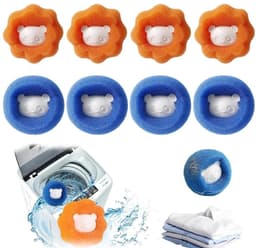 Dailygoods - Dailygoody - Haarvanger wasmachine - Herbruikbaar - Anti-klitten - 8 stuks - Wasbal voor honden en katten - Beschermt wasgoed - Kleur blauw en sinaasa — thumbnail 1