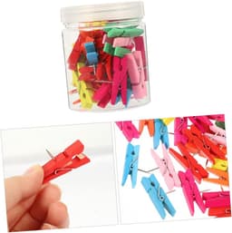 Houten Klemmetjes - Decoratieve Speldjes - Foto's Bevestigen - 2-in-1 Ontwerp - 50 Stuks - Multicolor — thumbnail 5