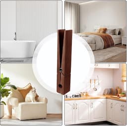 Gigantische Houten Wasknijpers - Grote Kledingclips - Handdoeken Ophangen - Wandvriendelijk Ontwerp - 30 cm - Bruin — thumbnail 4