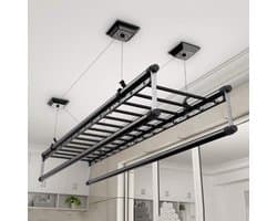 Plafond Droogrek - Waslijn Katrol - Kleding Drogen - Ruimtebesparend Ontwerp - 150cm 4 Stangen - Aluminium