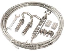Waslijndraad Set - Stalen Kabel - Kleding Drogen - PVC Gecoat - 6 mm x 18 meter - Zilverkleurig