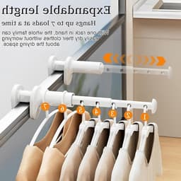 Draagbaar en Opvouwbaar Droogrek voor Kleding zonder Boren, Geschikt voor 7 Garments en Meerdere Scenarios — thumbnail 4