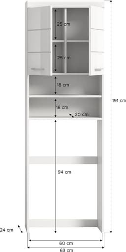 xonox.home wasmachine-overkast Scout wit imitatie (B/H/D: 63x191x24 cm) — thumbnail 4