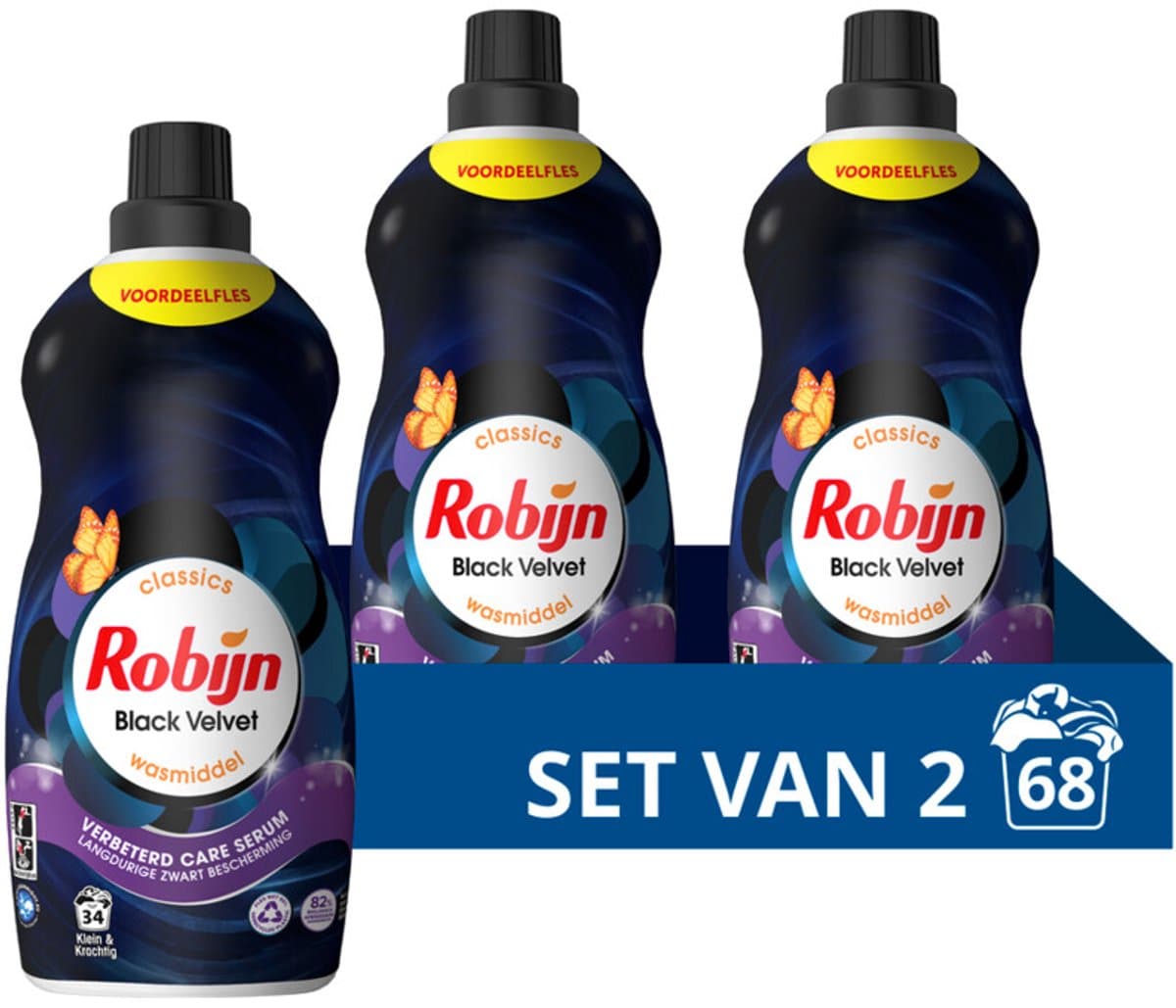Robijn - Klein & Krachtig Wasmiddel Black Velvet 34 Wasbeurten - 2 x 1,19 liter - Voordeelverpakking — afbeelding 1