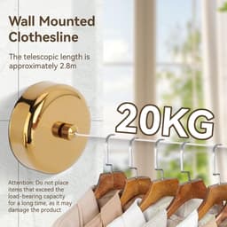 Dailygoods- Waslijn Uittrekbaar - Wanddroogrek - Kledinglijn - Roestvrij Staal - Intrekbaar - Voor Binnen/Buiten — thumbnail 3