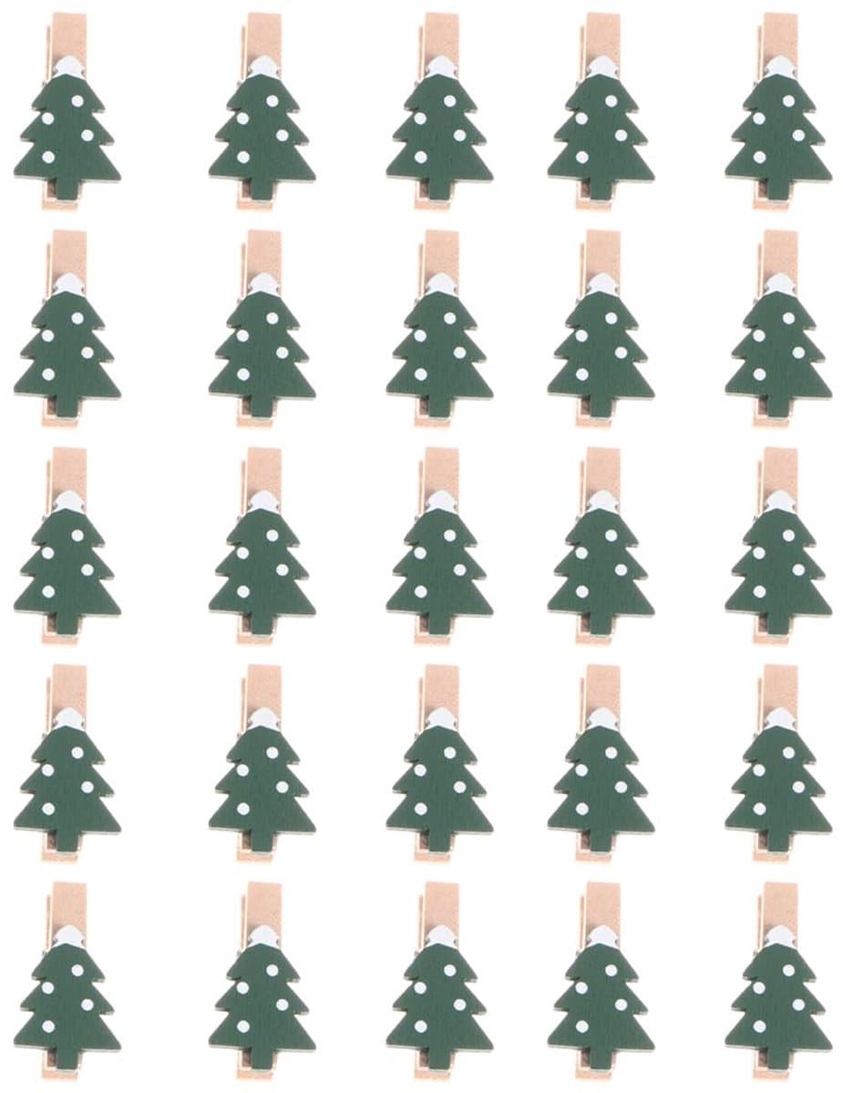 Dailygoods- Houten Wasknijpers - 25 Stuks Mini - Decoratie Clips - Kerstmis Thema - Fotocollage - Kunsthandwerk - Natuurlijk Hout - Foto Clips — afbeelding 1