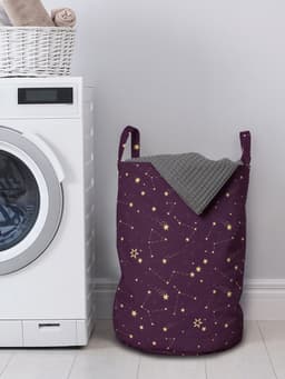 ABAKUHAUS Universum waszak, Constellations Cosmos Sky, wasmand met handvaten, trekkoordsluiting voor wasserettes, pruimen en pastel bruin — thumbnail 3