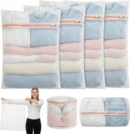 Set van 6 Grote Wasnetten voor de Wasmachine, Diverse Maten, Ideaal voor Fijne Was, Ondergoed, Sokken en Kleding met Rits — thumbnail 1