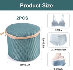 2 Stuks Waszakken voor Wasmachine, 15 x 15 cm Beha-Waszak, Beha-Net voor Wasmachine, Waszak voor Beha's met Verborgen Ritssluiting, Herbruikbare, voor Ondergoed, Sokken, Reiswasserij, Organisatie — thumbnail 1