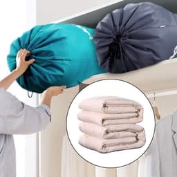 Set van 2 Reiswaszakken - Grote Trekkoordwaszak - Vouwbare Waszak voor Vuile Kleding - Ideaal voor Kamperen en Reizen - 61 x 91 cm (Grijs, Blauw) — thumbnail 4