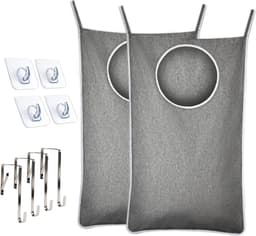 Set van 2 Waszakken voor Achter de Deur, 92 x 57 cm, Ruime Hangende Wasmand, Opbergtas met Rits, Ruimtebesparend voor Slaapkamer en Badkamer — thumbnail 1