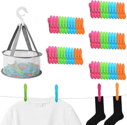 60 Stuks winddichte wasknijpers met mand, ideaal voor waslijnen, kamperen en buitengebruik — thumbnail 1