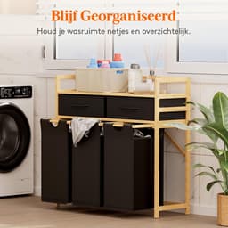 Dailygoods - Wasmand 3 Vakken - 120L Wasverzamelaar met Plank en 2 Laden — thumbnail 3