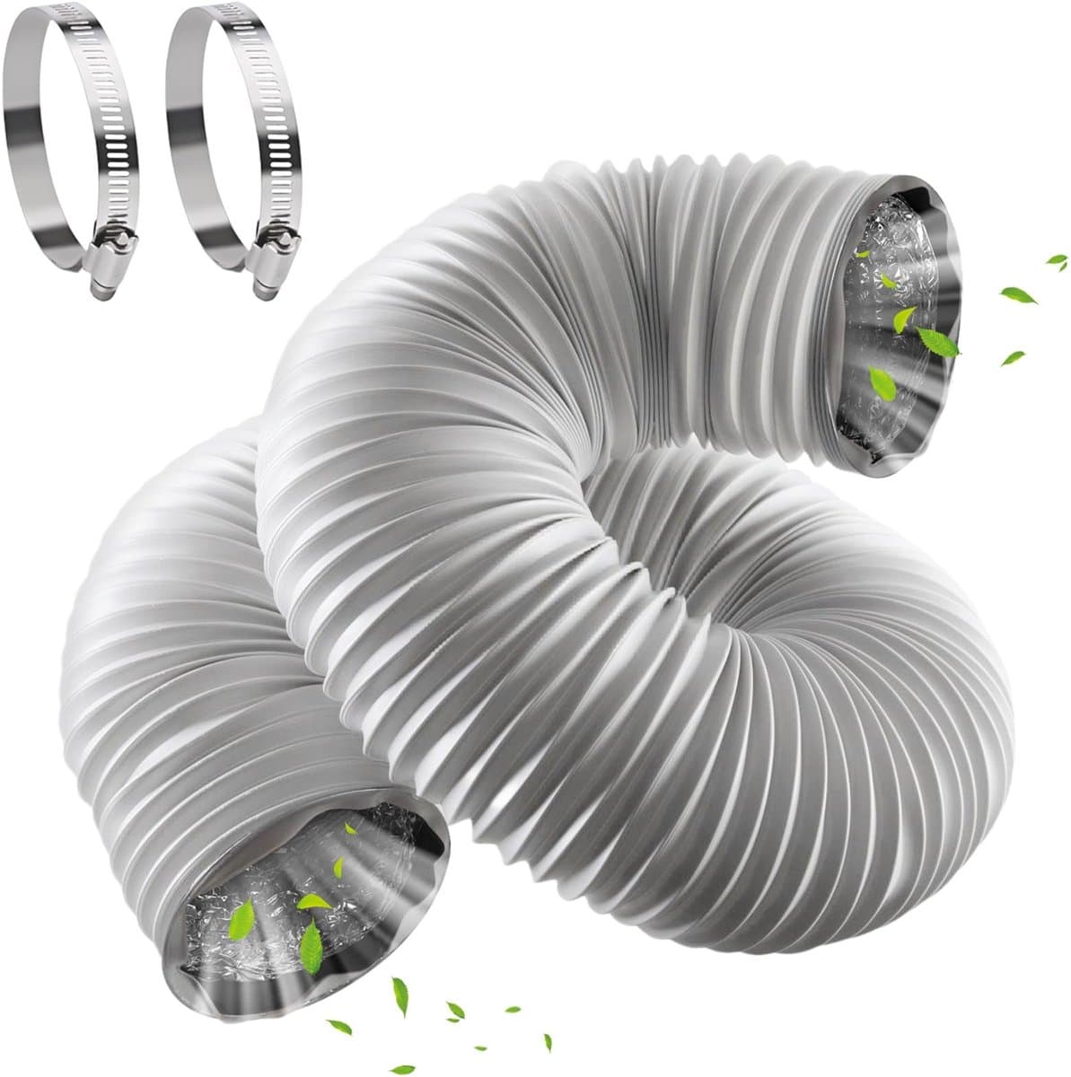 Dailygoods- Afvoerslang 100 mm - Flexibele Aluminium Buis - 6 m Lengte - Ventilatieslang - Slangklemmen - Hittebestendig Roestvrij Staal — afbeelding 1