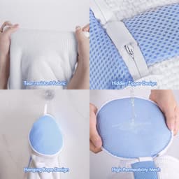 Dailygoods- Schoenwaszak met rits - 2 stuks - Wit/Blauw - Herbruikbaar - Polyester - Zachte vezels voor reiniging - Schoenentas — thumbnail 3