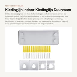 Dailygoods - Kledinglijn - Indoor Kledinglijn - Duurzaam Aluminium en Roestvrij Staal - Geschikt voor Badkamer en Balkon - Sterk en Betrouwbaar - Idea... — thumbnail 1