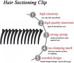 Haarclips Krokodil - Haarspelden Set - Haarstyling Knippen - Professionele Kwaliteit - 12 Stuks - Zwart — thumbnail 3