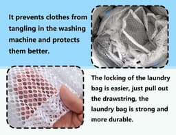 3-delige Wasnet Set voor Wasmachine, Herbruikbare Coarse Mesh Netten met Koordstopper, 30 x 40, 40 x 50, 50 x 60 cm, Ideaal voor Kleding en Delicate Stoffen — thumbnail 5
