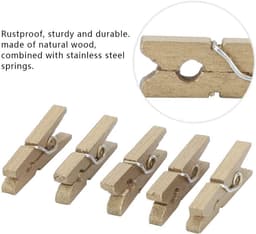 Mini Wasknijpers - Kleine Clips - Foto's Ophangen - Natuurlijk Hout - 300 Stuks - Houtkleur — thumbnail 5