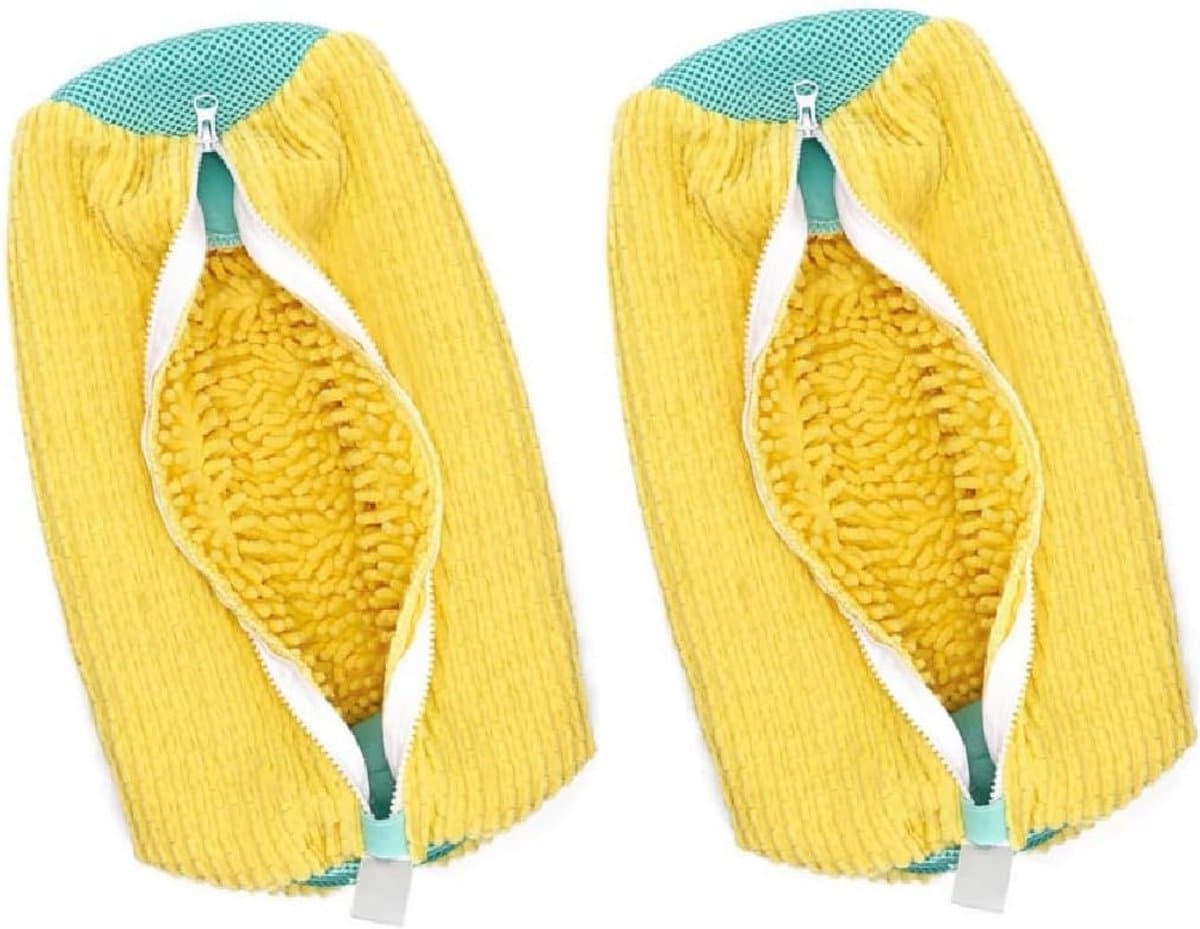 Schoenwaszakken voor wasmachine - 2 stuks, mesh waszakken voor sneakers, sportschoenen en canvas schoenen, 39 x 19 cm, geel — afbeelding 1