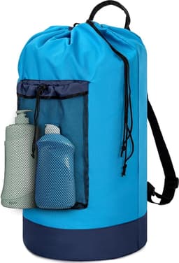 Grote Waszak van 90 Liter, Waterdicht en Vouwbaar, Ideaal voor Wasruimte, College en Thuisgebruik, Donkerblauw en Zwart — thumbnail 1