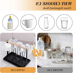 Multifunctionele Droogrek voor Flessen en Bekers, 6-delige Metalen Flessenstandaard met Afvoer en Mat, Ideaal voor SodaStream en Keukenaccessoires — thumbnail 5