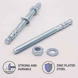 Wigankers - Keilankers metalen pluggen - Beton bevestigen - Verzinkt staal - M10 x 140 mm - Zilverkleurig — thumbnail 2