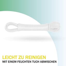 Waslijn 20 meter (1 stuk verpakking/wit) - lijn uittrekbaar 2,2 mm, extra sterk door nylon kern - reservelijn voor droogmolen, wasdroger tuin — thumbnail 3