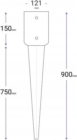 Bodemanker - Paalhouder - Stevig Plaatsen - Verzinkt Staal - 120x120x900 mm - Zilver — thumbnail 3