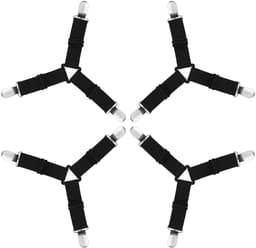 Allecto - Lakenclips - Verstelbare Lakenriemen - Stabiliteit - Zwart - Matrasbevestigingen - Handig voor Beddengoed - 4 Stuks — thumbnail 1