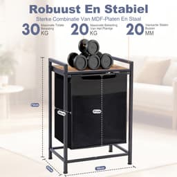 Wasmand Met Opbergplank 65L – Wasgoedmand Met Metalen Frame 50×33×72 cm – Wasmand Voor Badkamer en Wasruimte — thumbnail 2