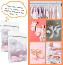 Dailygoody - Wasnet voor wasmachine - Waszak voor fijne was - Verborgen ritssluiting - Wit - Geschikt voor kleding en reizen - 4 stuks waszakken voor — thumbnail 5