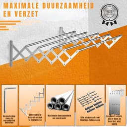 RUX® Wanddroogrek Inklapbaar - Wanddroogrek - Zilver - ‎80cm x 100cm x 27cm — thumbnail 3