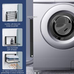 Uitbreidbaar Droogrek voor Wasmachine 40.5 x 25 cm - Magnetisch Organizer voor Handdoeken, Kleding en Vuilwas, Zwart — thumbnail 3