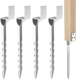 Set van 4 impact sleeves voor L-vormige palen van 50 cm, gegalvaniseerd staal, ideale grondankers voor houten palen en stevige bevestiging — thumbnail 1