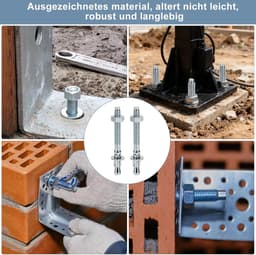 Heavy duty pluggen - Wigankers bouten - Zware bevestigingstaken - Verzinkt koolstofstaal - M8 x 8 cm - Zilver — thumbnail 4