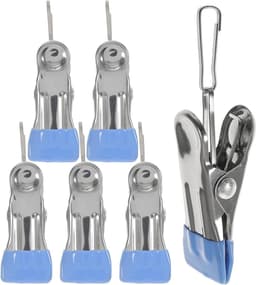 Roestvrijstalen Wasknijpers - Kledingclips - Kleding Ophangen - Heavy Duty - 6 Stuks - Blauw — thumbnail 1