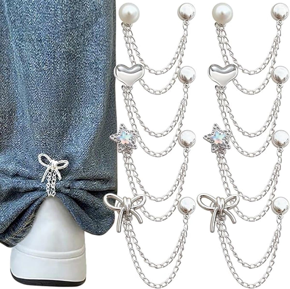 4 Paar Verstelbare Broekspijpclips - Broekklem - Vest Ketting - Kleding Clip - Antislip Vaste Gesp - Multifunctionele Kledingclips - Wasknijpers - Geschikt Voor Het Vastzetten Van Lange Jeans, Pijpen, Manchetten En Knopen — afbeelding 1