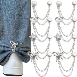 4 Paar Verstelbare Broekspijpclips - Broekklem - Vest Ketting - Kleding Clip - Antislip Vaste Gesp - Multifunctionele Kledingclips - Wasknijpers - Geschikt Voor Het Vastzetten Van Lange Jeans, Pijpen, Manchetten En Knopen — thumbnail 1