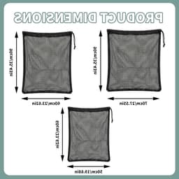 Set van 3 waszakken met trekkoord van polyester, ideaal als speelgoedzak of organizer voor beddengoed en kleding — thumbnail 3