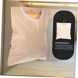 Wasknijper Opbergtas - Wasknijperhouder Hangzak - Wasknijpers Opbergen - 360 Graden Draaibare Haak - 32X27CM - Beige — thumbnail 3